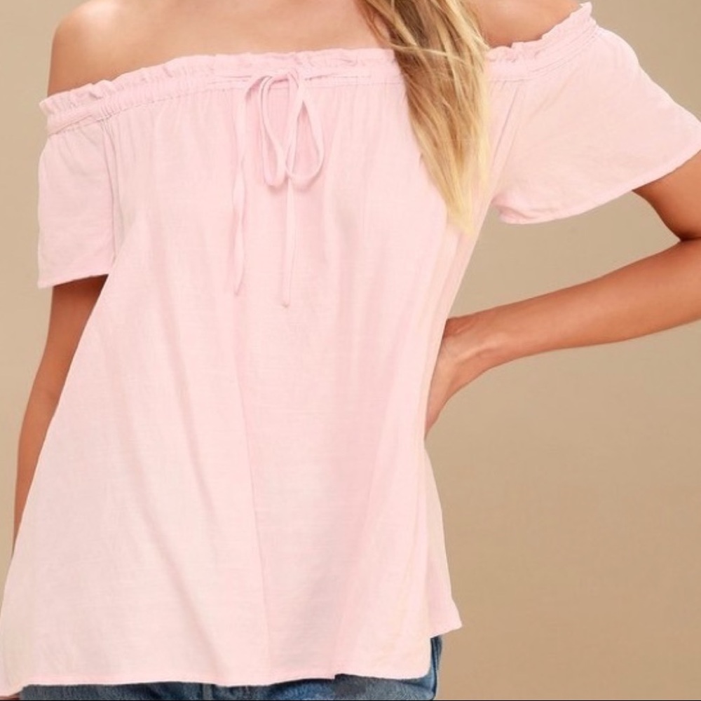 Lulu’s off the shoulder pink top